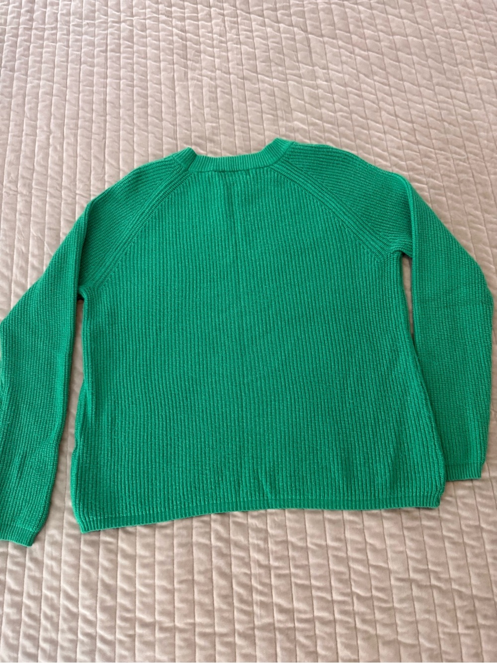 Tahari Green Ribbed Knit Crewneck Sweater Womens Size Large Raglan Pullover - Picture 3 of 8